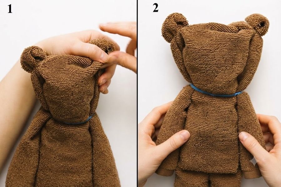 Tạo hình gấu Teddy bằng khăn